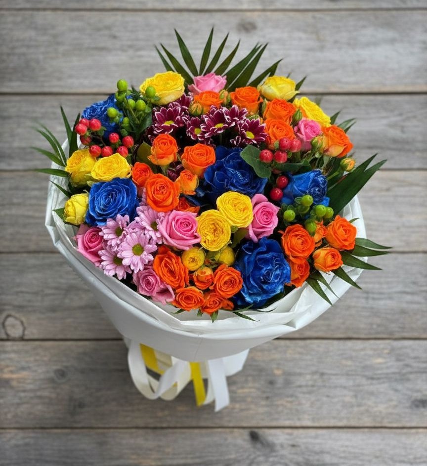 Букет цветов из: Розы и Хризантемы в Молочном