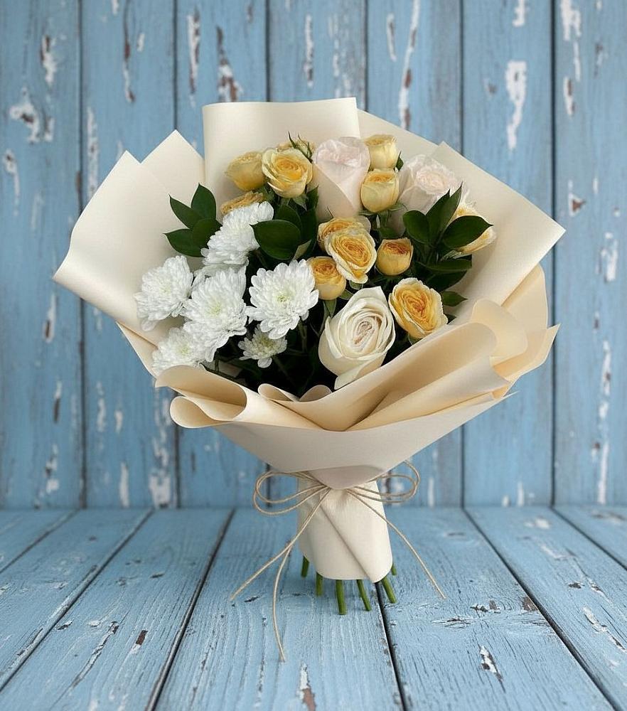 Букет цветов из: Розы и Хризантемы в Молочном