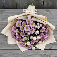 Букет цветов из:  Розы и Хризантемы #REPLACE_PRED# Молочном