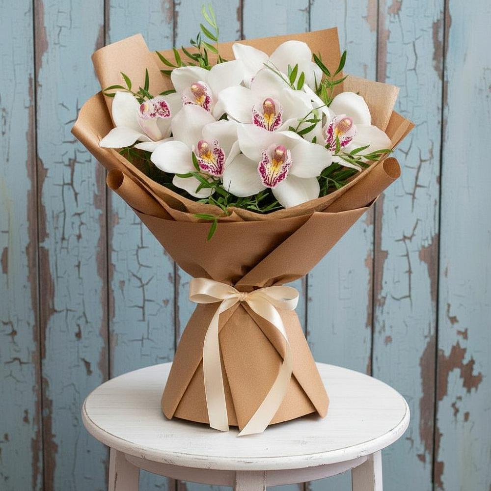Букет цветов из: Орхидеи и Розы в Молочном