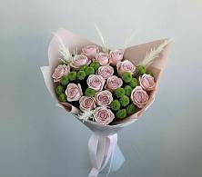 Букет цветов из:  Розы и Хризантемы #REPLACE_PRED# Молочном