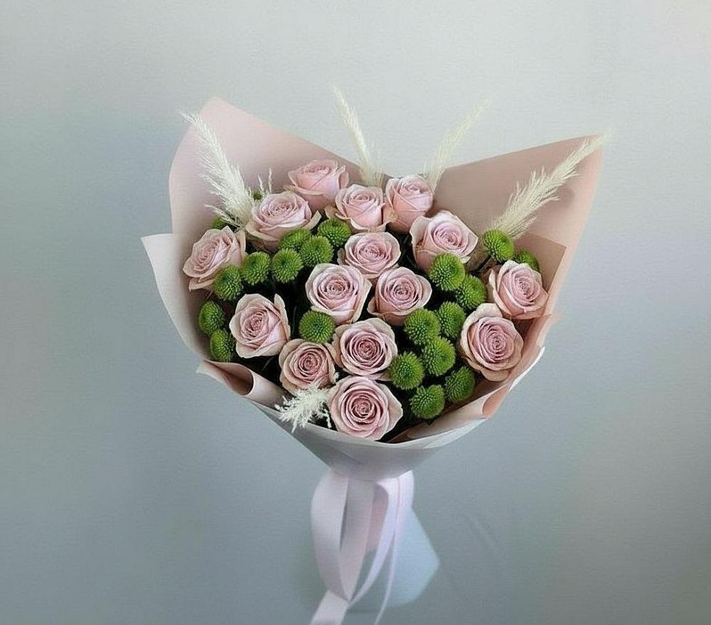 Букет цветов из: Розы и Хризантемы в Молочном